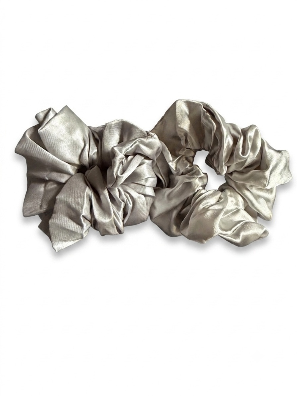 Silky Silver Satin Scrunchie Set - Women Accessories